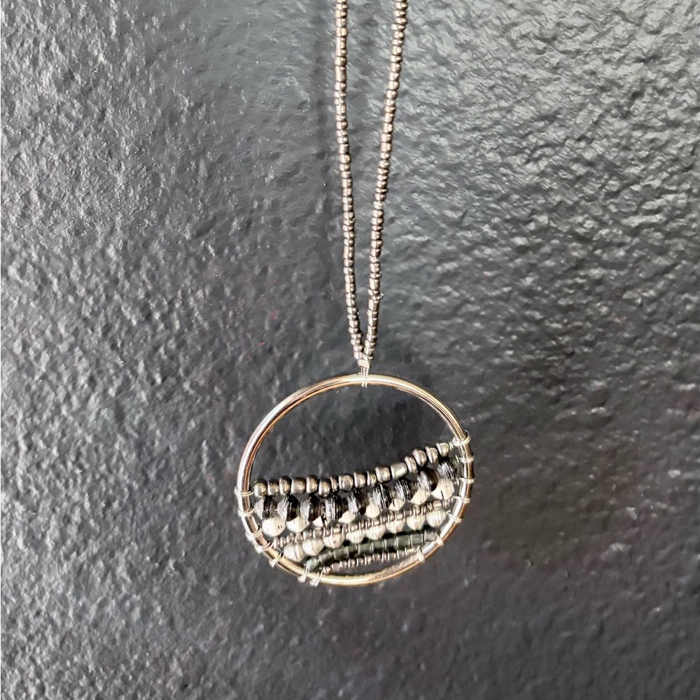 Silver and Black Beaded Necklace